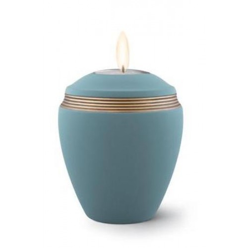 Ceramic Candle Holder Keepsake Urn (Elliptical Design) – BLUE